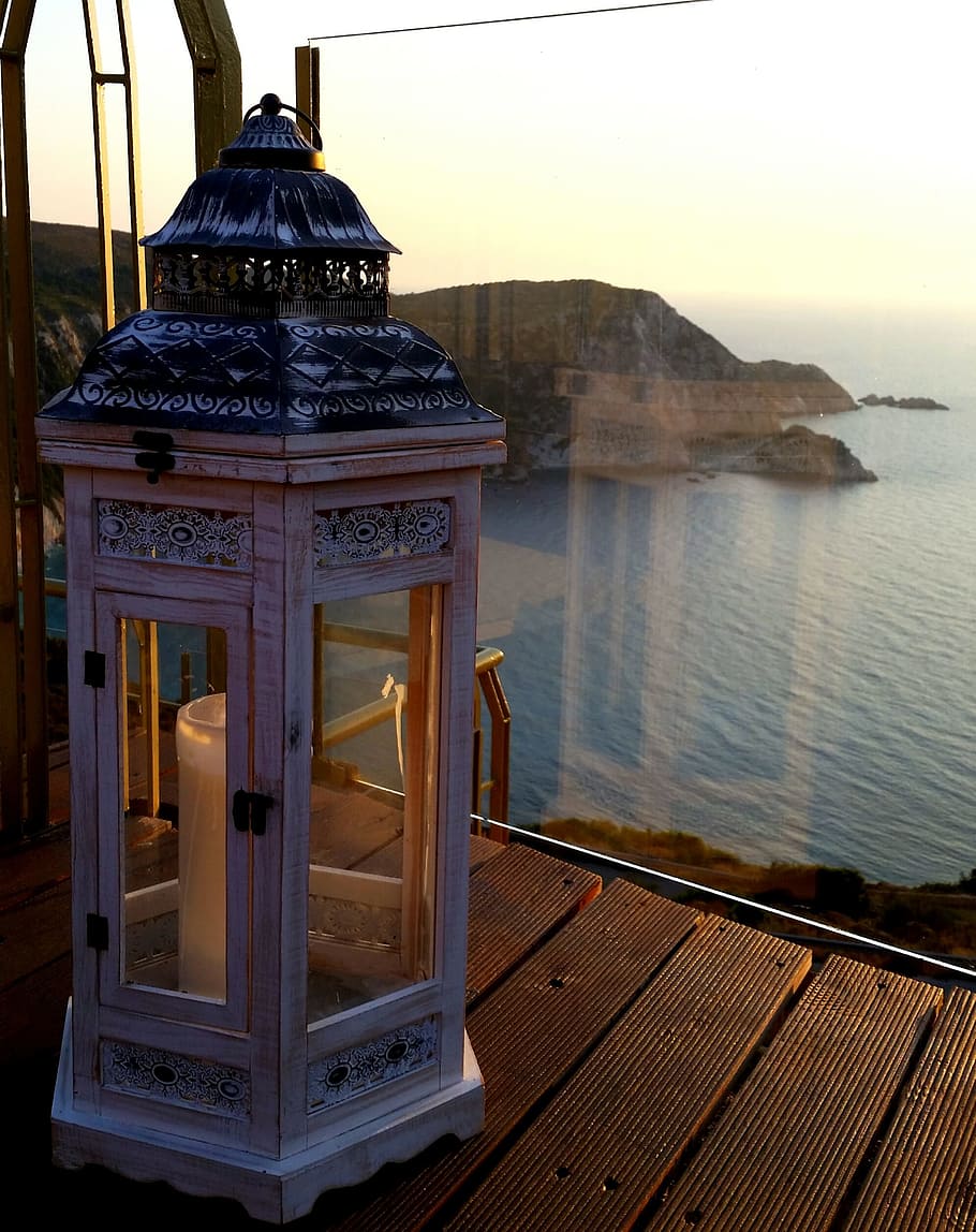 Lantern, Sunset, Sea, Evening, Summer, romantic, architecture HD wallpaper