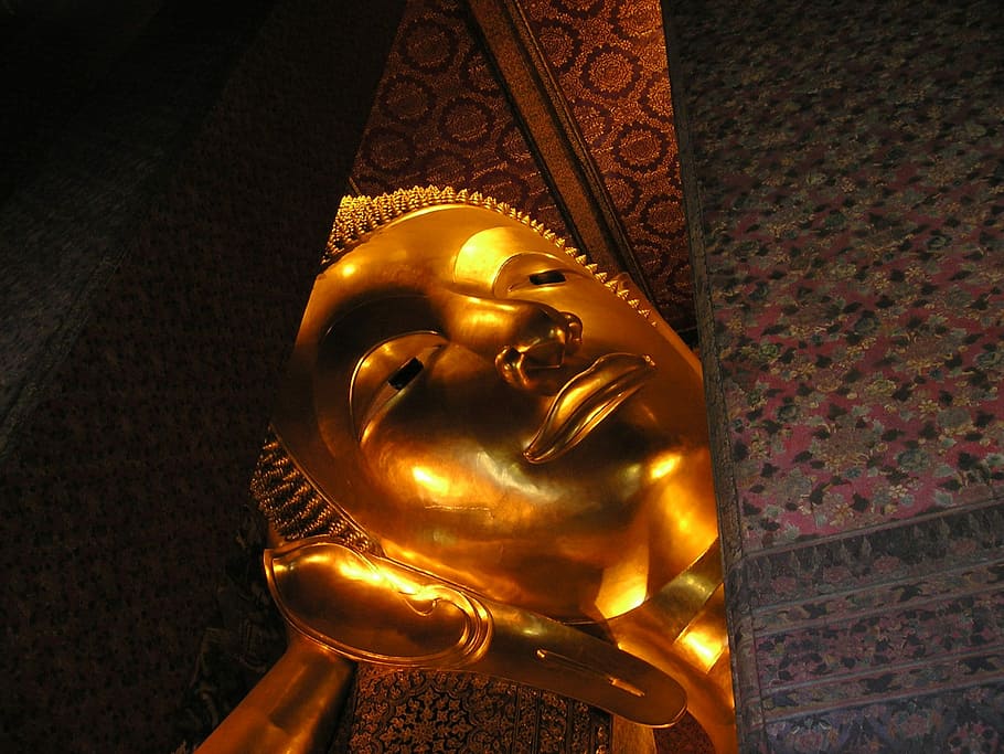 golden Gautama Buddha bust, Head, Huge, large, thailand, southeast, HD wallpaper