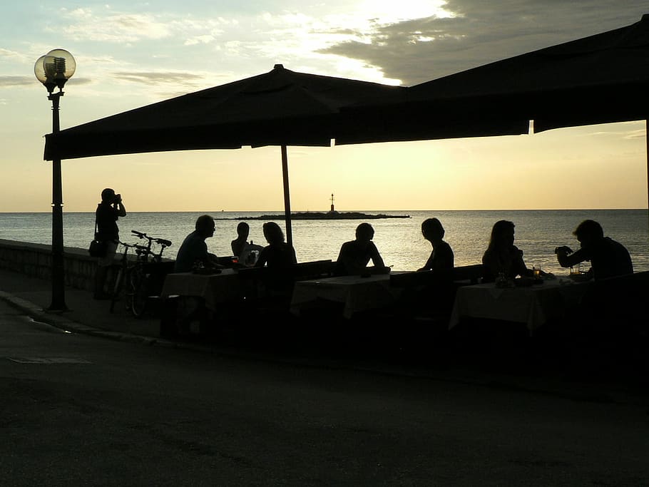 Shadow People, Sea, Dinner, silhouette, beach, sky, medium group of people HD wallpaper