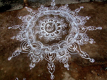 Peacock Rangoli Design 1448 | Flower Drawing