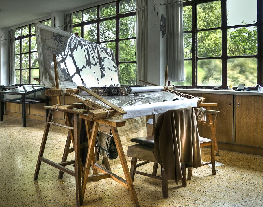 workshop, crafts, weaving, silk, china, window, table, seat HD wallpaper