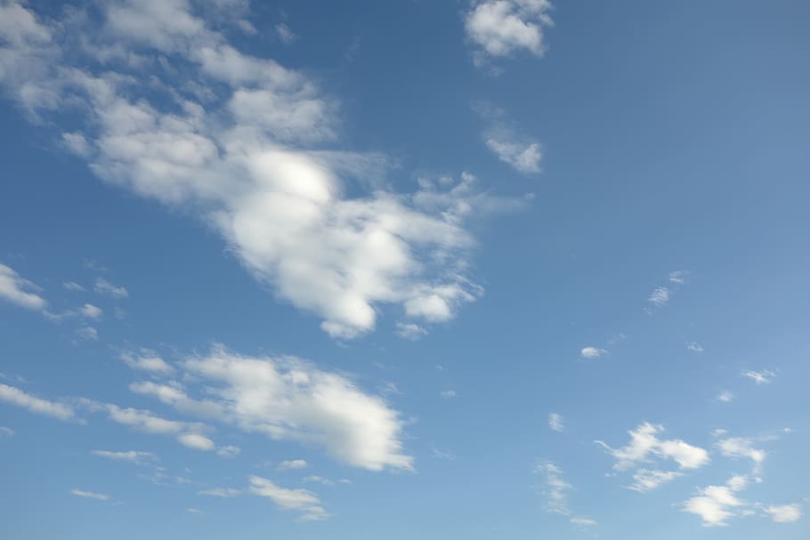 Sky, Clouds, White, blue, fleecy, cloud landscape, summer, spring HD wallpaper