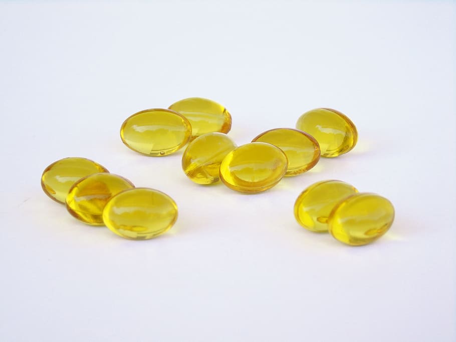 capsules, vitamin, omega-3, yellow, studio shot, pill, indoors HD wallpaper