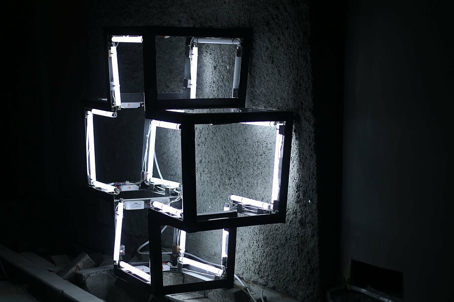 grayscale cross-shaped lamp wallpaper, lights, shine, abstract HD wallpaper