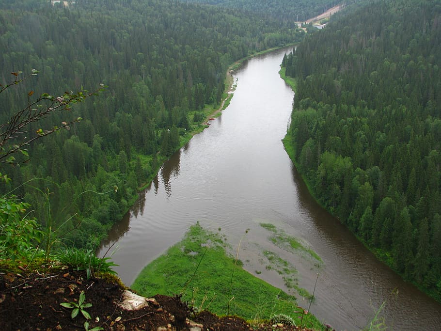 height, dahl, horizon, river, shore, alloy, russia, open space HD wallpaper