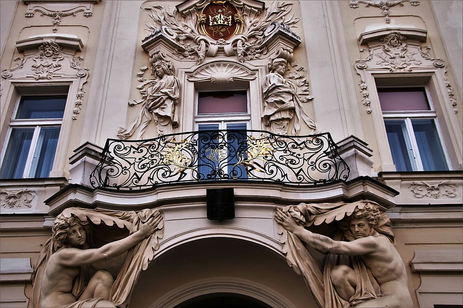 architectural photo of balcony, window, czech republic, the pillars of the
