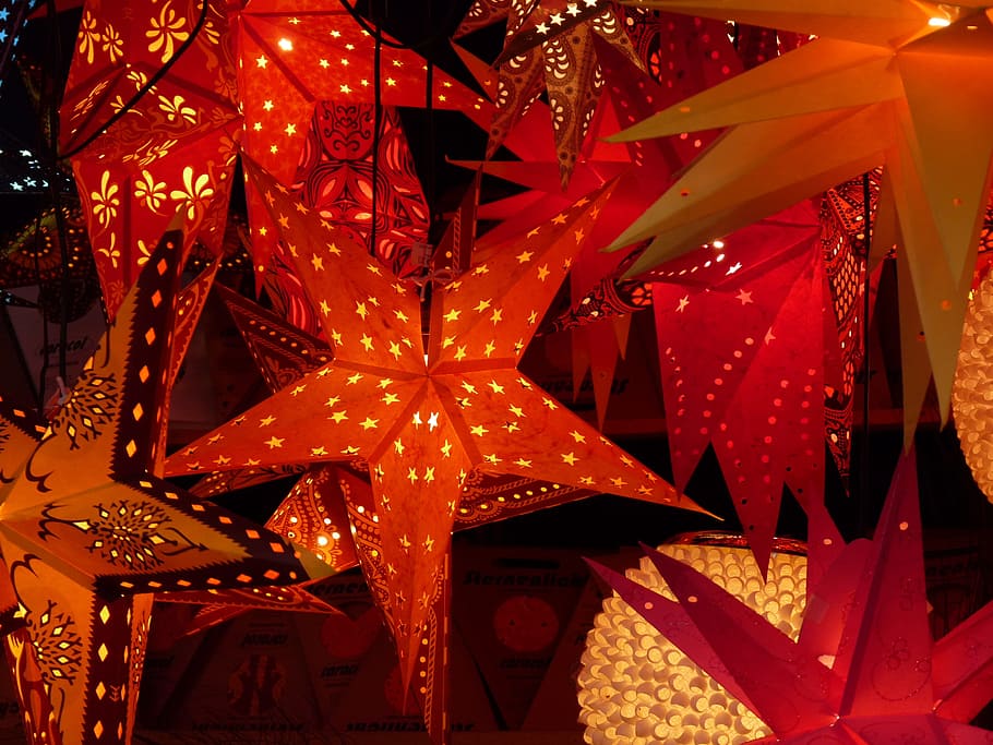 assorted stars hanging decors, christmas, christmas ornaments, HD wallpaper