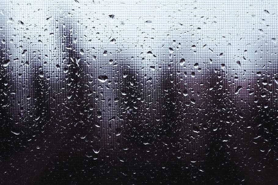 clear glass with moisture, rain, window, wet, weather, rain drops HD wallpaper
