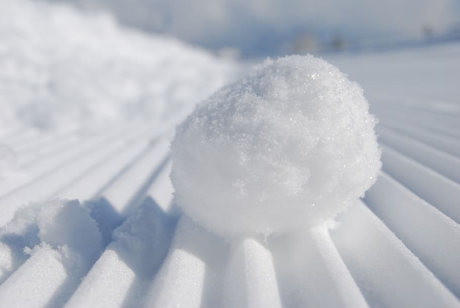 closeup photo of snow ball on corrugated galvanize sheet, snowball, HD wallpaper