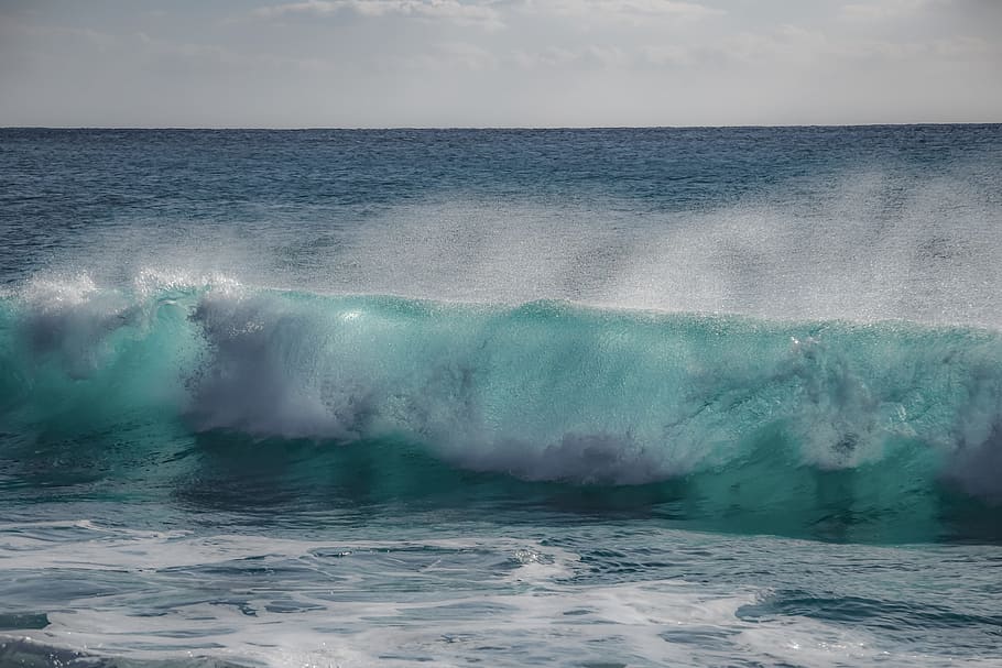 water, sea, ocean, wave, nature, foam, turquoise, spray, transparent HD wallpaper