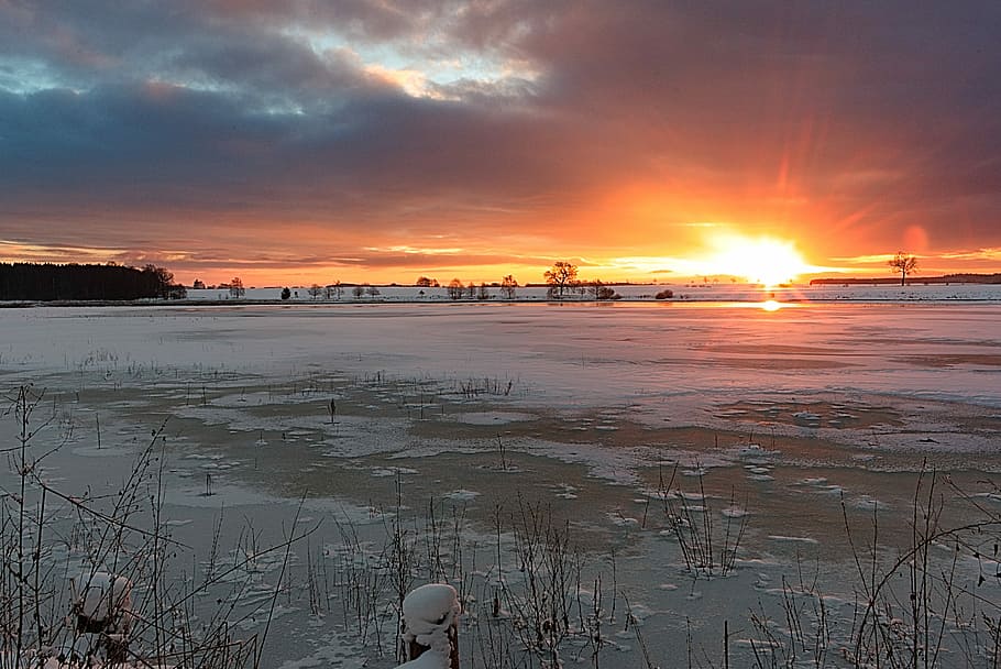 sunset, waters, dawn, nature, reflection, sky, schönwetter HD wallpaper