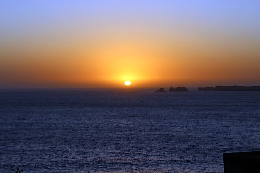 twilight, sunset, sea, ile, ocean, horizon, sky, water, scenics - nature HD wallpaper