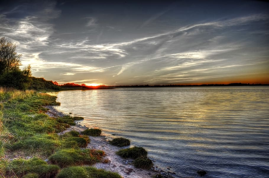 sunset, sky, clouds, red, water, sea, cloud - sky, scenics - nature HD wallpaper