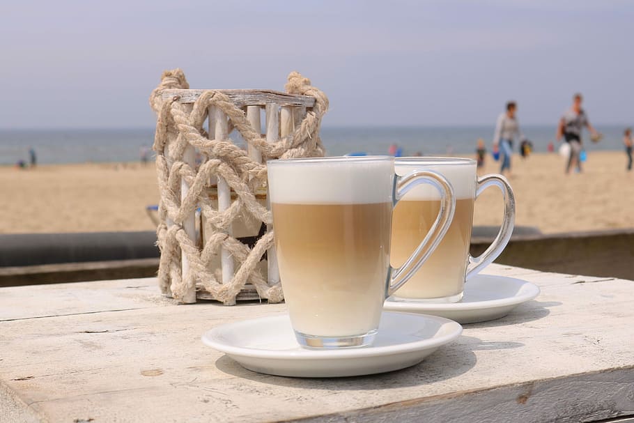cup filled with cappuccino, Coffee, Summer, Holidays, Enjoy, benefit from, HD wallpaper