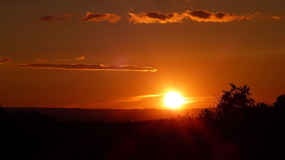 west, sun, sky, sunset, beauty in nature, cloud - sky, orange color HD wallpaper