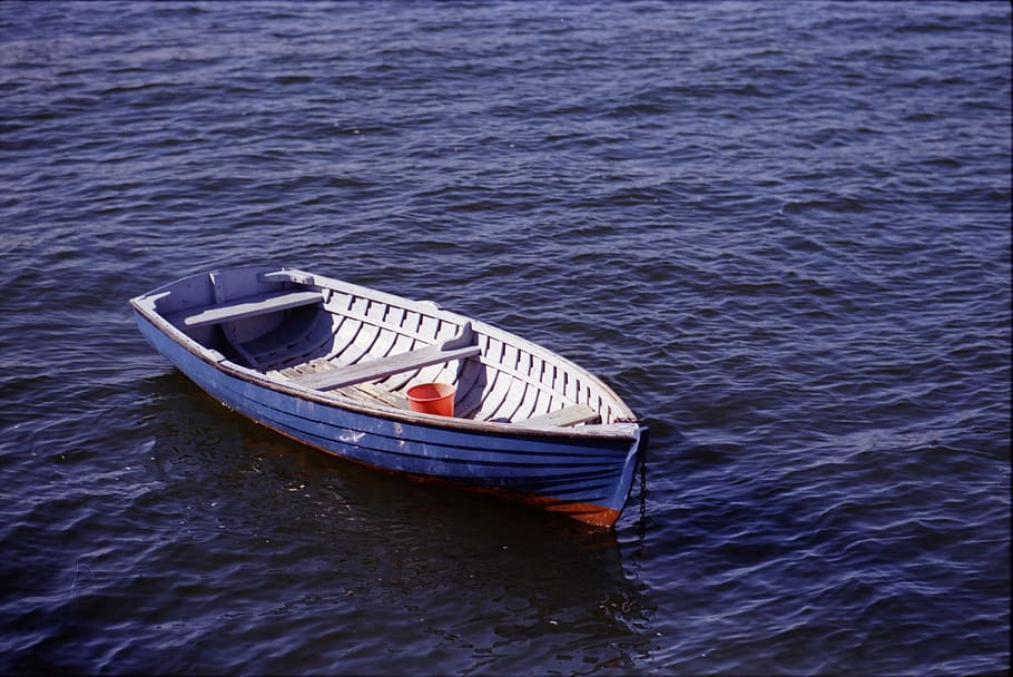 boat, water, empty, sea, ocean, transport, travel, vessel, blue HD wallpaper