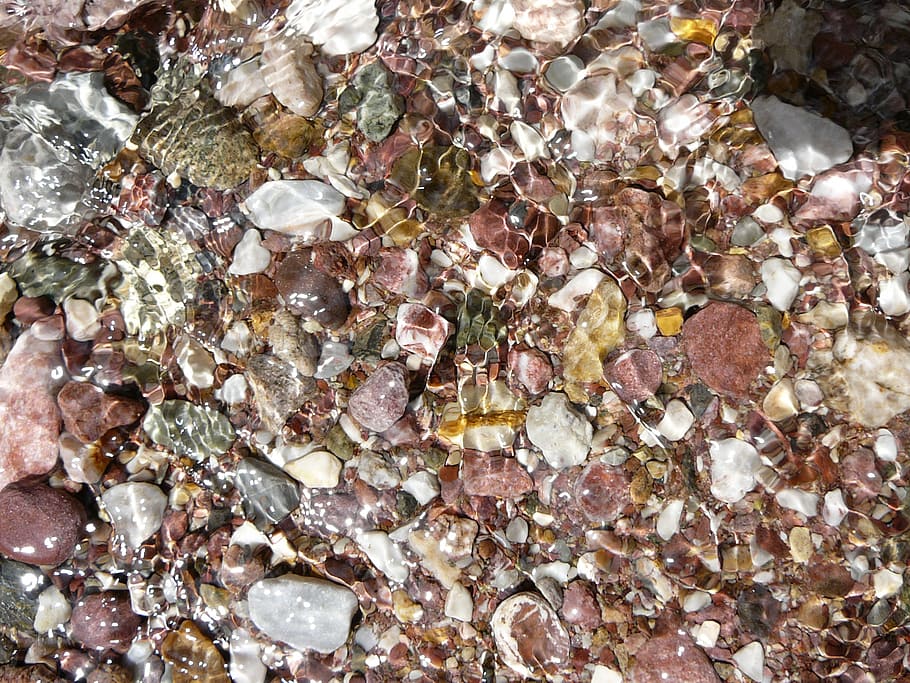 stream, reflection, pebbles, full frame, backgrounds, gemstone HD wallpaper