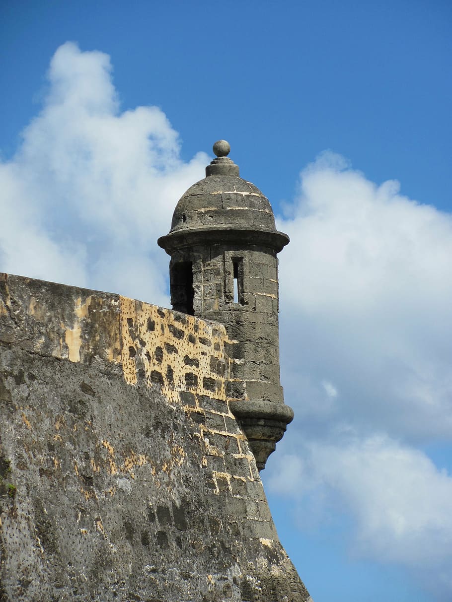 closeup photo of castle turret, puerto rico, san juan, fort, wall, HD wallpaper
