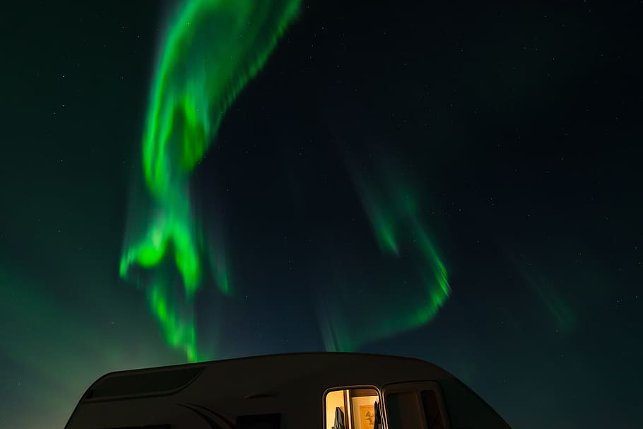 green, clouds, sky, dark, night, green color, space, star - space HD wallpaper