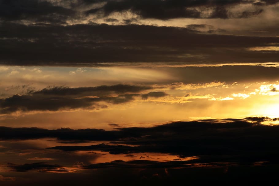sky, clouds, sunset, evening sky, nature, dramatic sky, cloud - sky HD wallpaper