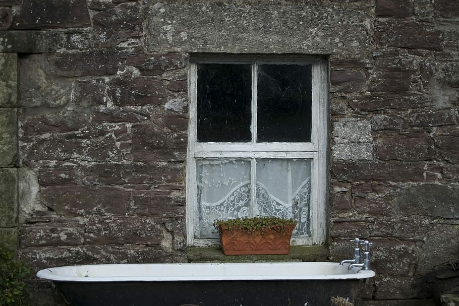 Bathtub, Scotland, Window, architecture, brick wall, built structure HD wallpaper