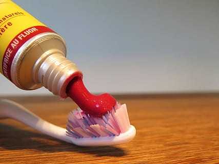 Fluorine, Toothpaste, Clean, red, toothbrush, tube, dental care HD wallpaper