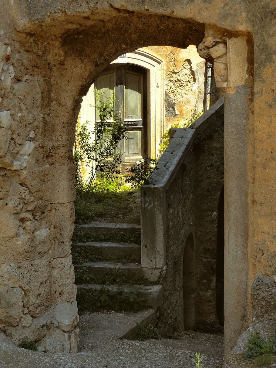 scale, molise, rocchetta volturno, borgo, alley, door, abandonment HD wallpaper