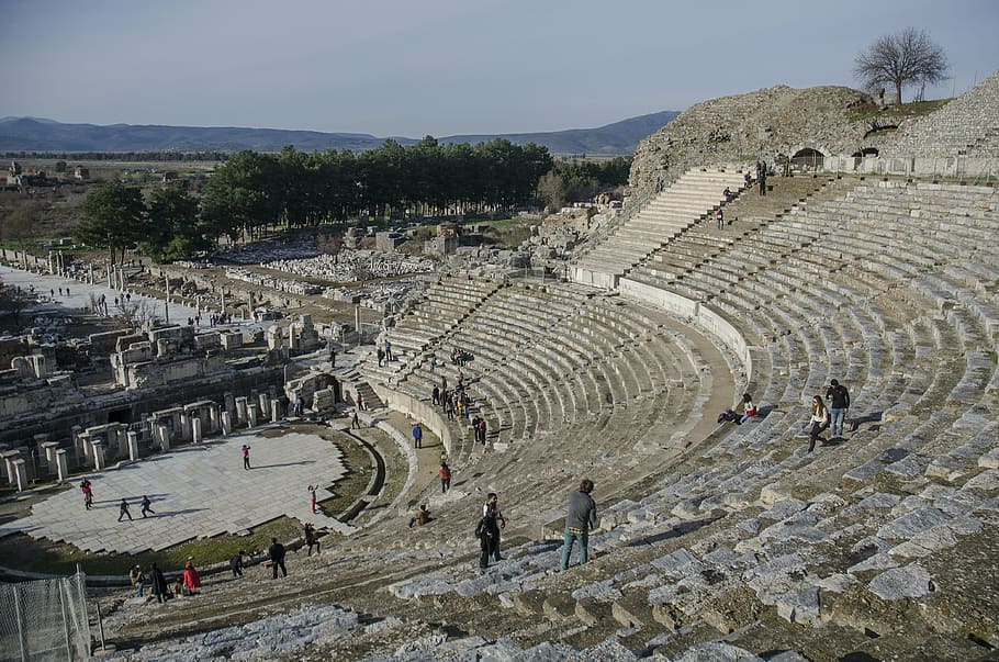 turkey, ephesus, stage, amphitheater, history, ancient, architecture HD wallpaper