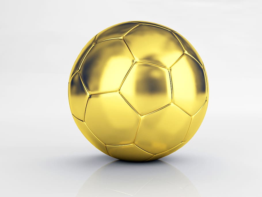 gold-colored soccer ball, golden, sport, football - Ball, sphere