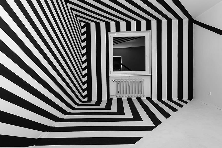 black and white, space, pattern, architecture, built structure HD wallpaper