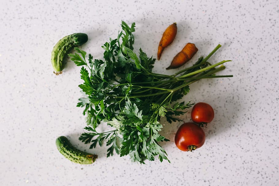 Parslel, cucumbers, green peas, and other greenery, vegetables HD wallpaper