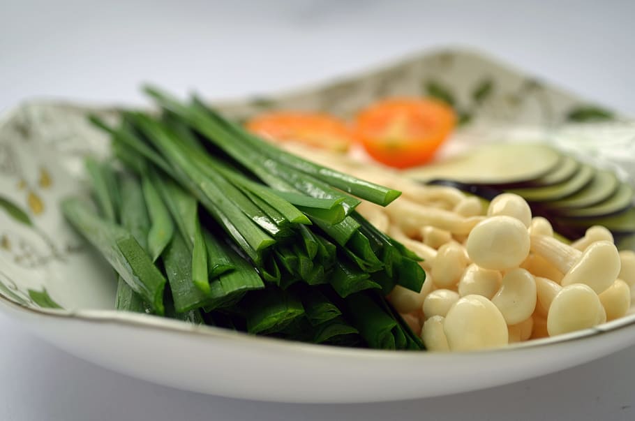 vegetables and mushrooms, green, food, healthy eating, food and drink HD wallpaper