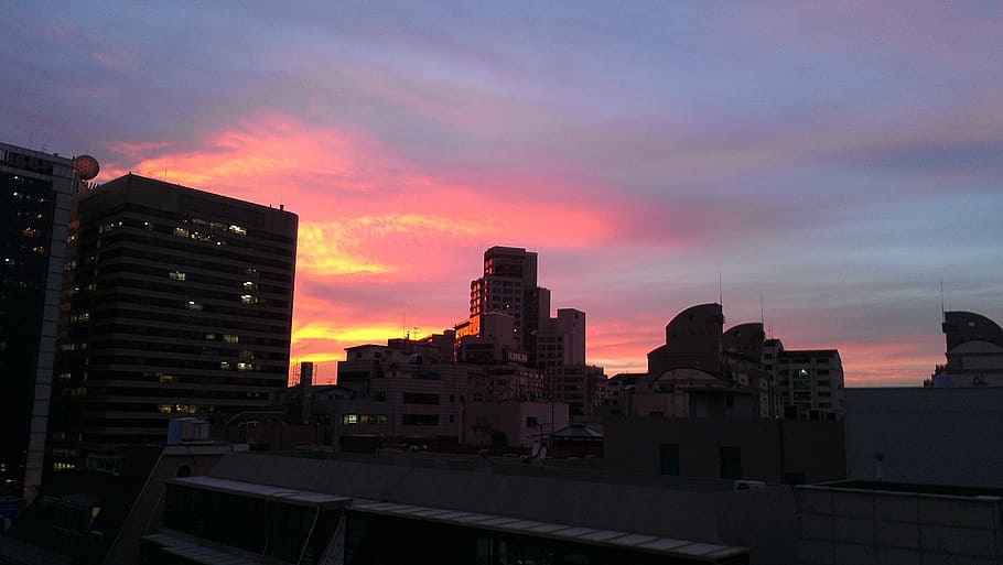 sunset, seocho-dong, building, sky, building exterior, architecture HD wallpaper