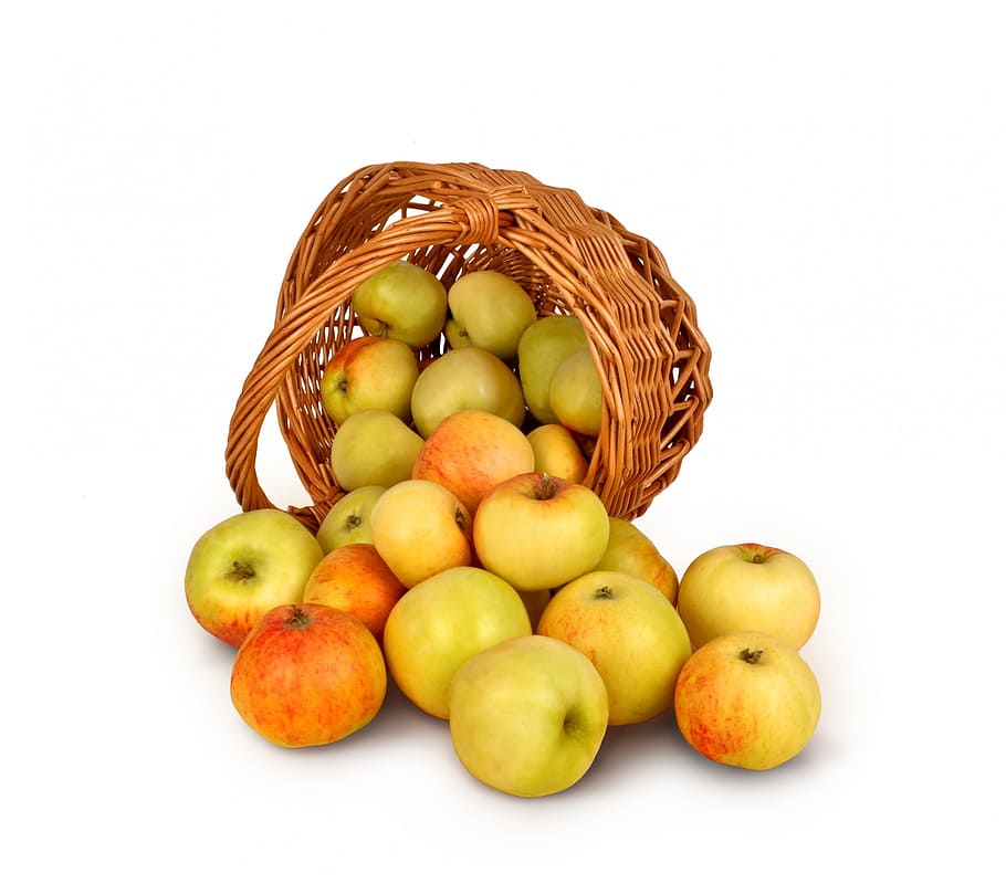 basket of apples, isolated, background, crop, fruit, food, natural HD wallpaper