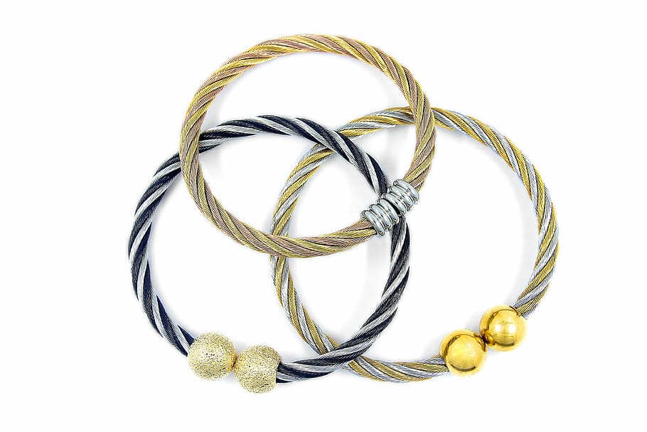 stainless, background, white, bracelet, steel, gold, jewelry HD wallpaper