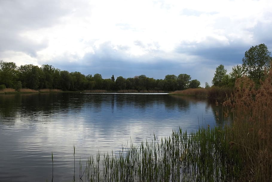 landscape, sky, dusk, reflection, waters, nature, lake, clouds HD wallpaper