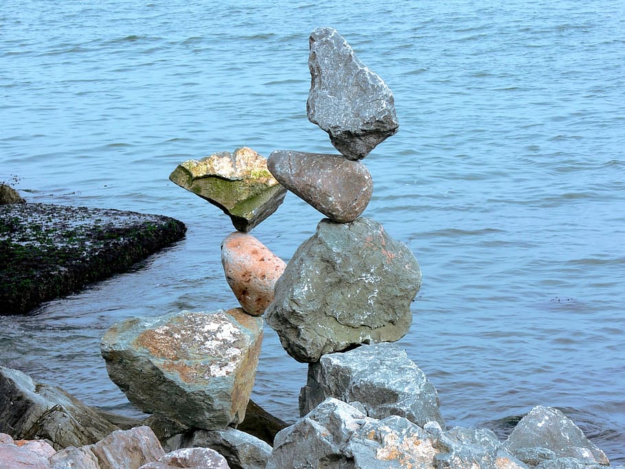 rocks, balance, balanced, precarious, stones, pile, magic, levitate HD wallpaper