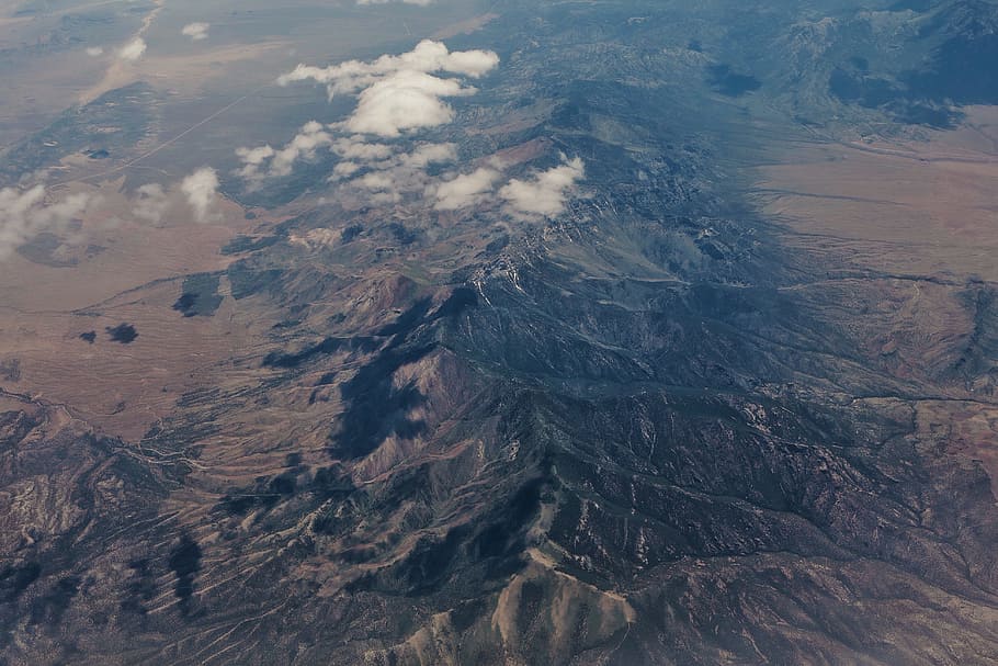 aerial, view, mountain, clouds, nature, beauty in nature, environment HD wallpaper