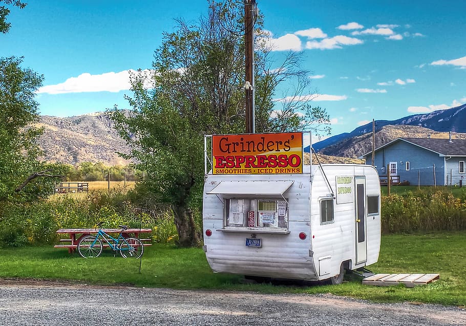 montana espresso stand, coffee, drive in, drive up, outdoor, HD wallpaper