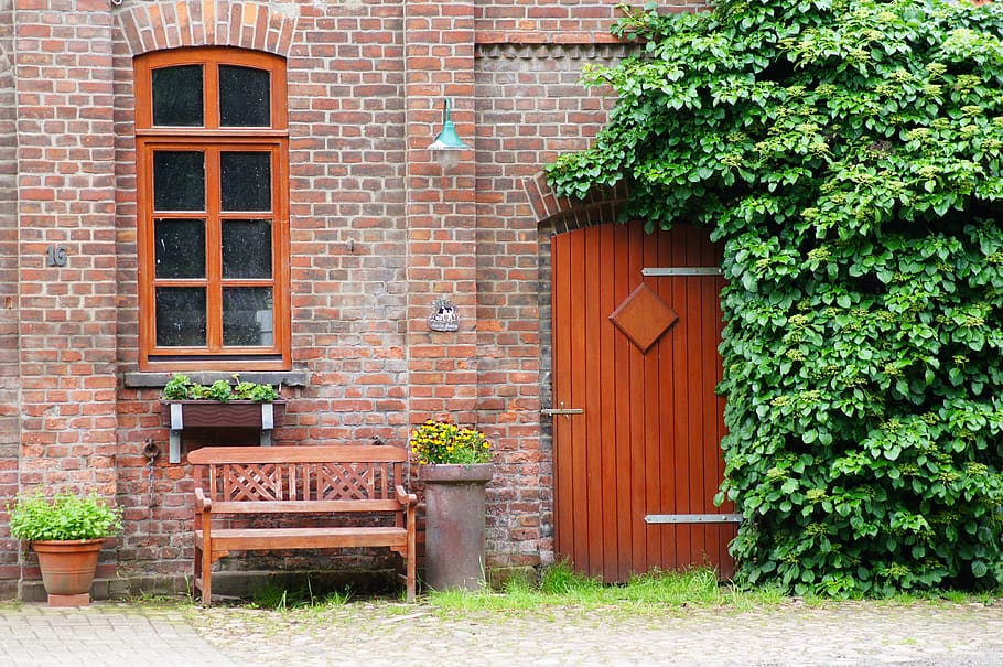 door, window, house, architecture, input, building, wall, idyllic HD wallpaper