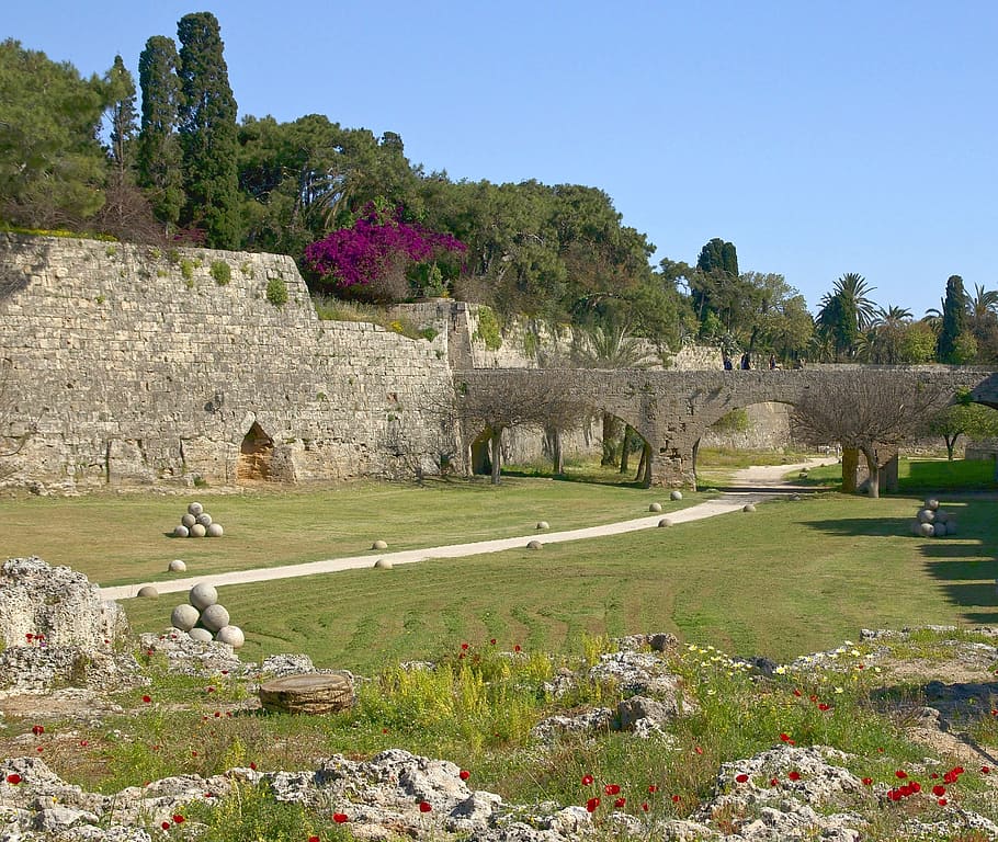 greece, architecture, ruins, stone, historical, landmark, summer HD wallpaper