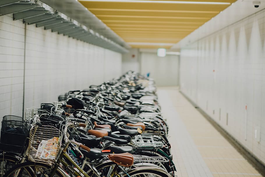 assorted bicycle lot inside building, closeup photo of bicycle lot HD wallpaper