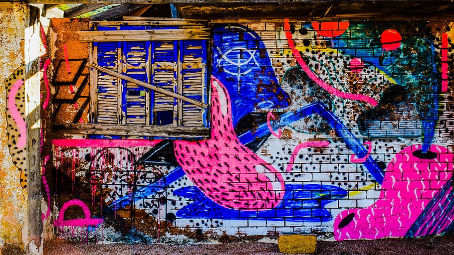 wall, damaged, graffiti, decay, grungy, grunge, colors, glysteri HD wallpaper