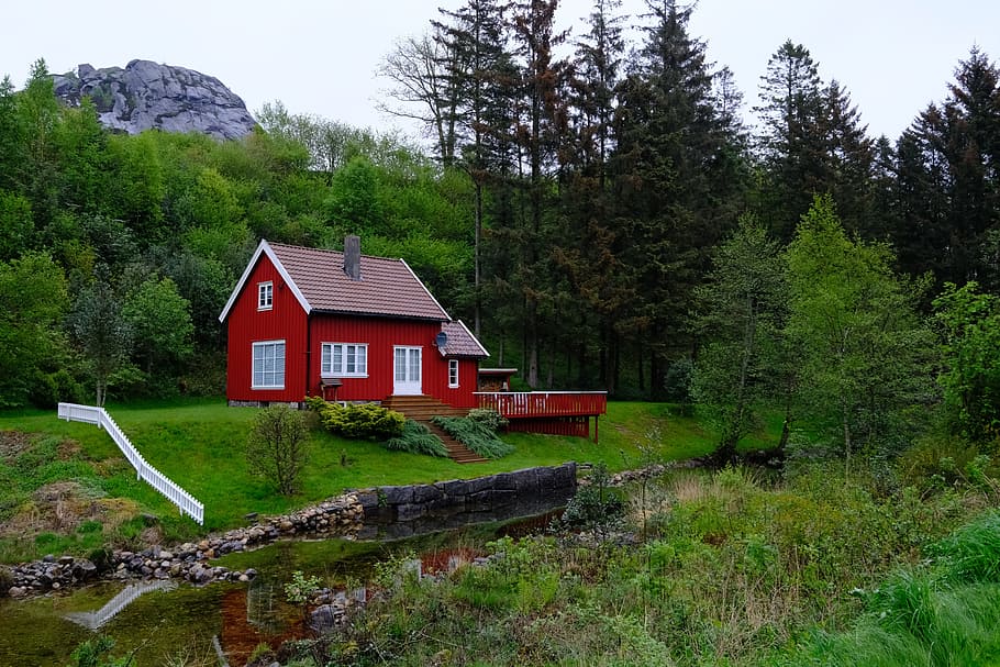 Home, Spring, Rest, Norway, summer, scandinavia, holiday, building, HD wallpaper